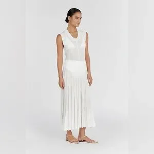 Astrid Scoop Midi Dress in White by DISSH